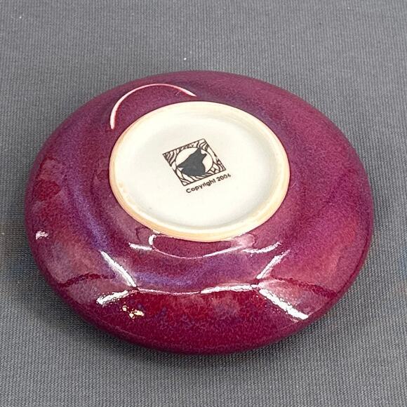 Ikebana Round Flower Vase 5” Purple Handmade Ceramic Kenzan Japan Style Frog Zen - Picture 7 of 15